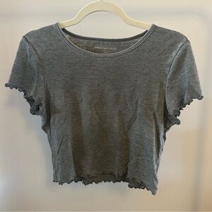 American Eagle Ruffle Cropped Tee